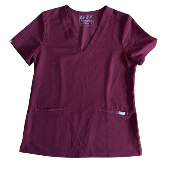 Figs Casma Three-Pocket Scrub Top BURGUNDY Small - Picture 1 of 7